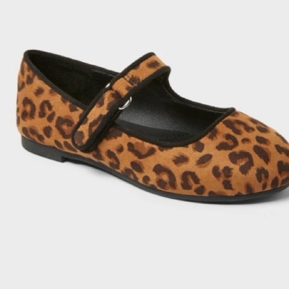 Toddler Addy Ballet Flats - Cat & Jack Tan Hook and Loop, Closed Round Toe 8T